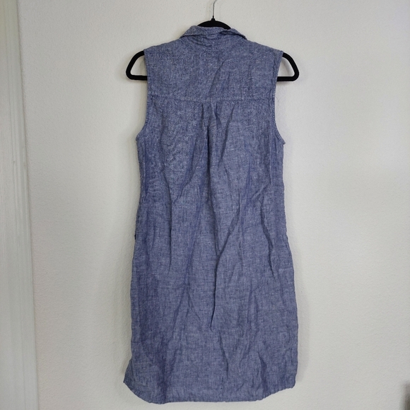 Tahari 100% Linen Button Down Sleeveless Shirt Dress Size Meduim - Picture 5 of 9